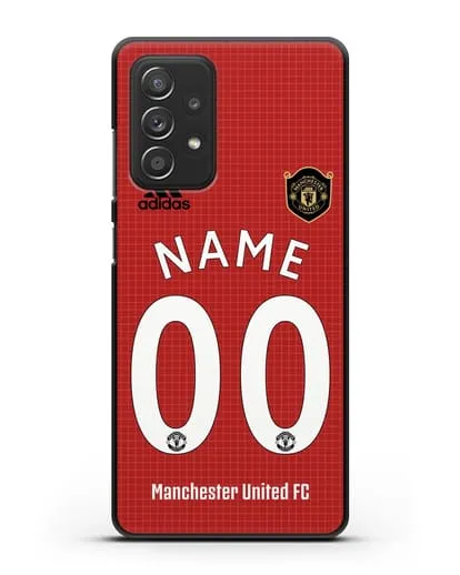 Именной чехол Манчестер Юнайтед с фамилией и номером (сезон 2019-2020) красная форма силиконовый для Samsung Galaxy A53