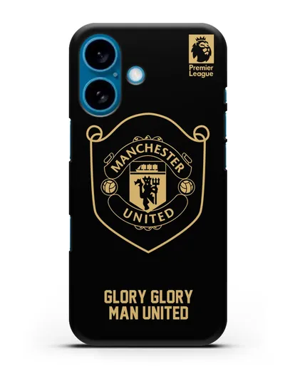 Чехол с золотым логотипом Manchester United с надписью GLORY, GLORY MAN UNITED силиконовый для iPhone 16