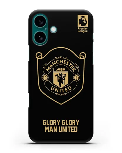 Чехол с золотым логотипом Manchester United с надписью GLORY, GLORY MAN UNITED силиконовый для iPhone 16 Plus