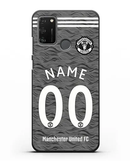 Именной чехол ФК Манчестер Юнайтед с фамилией и номером (сезон 2020-2021) гостевая форма силиконовый для Honor 9A