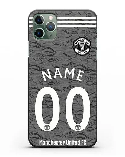 Именной чехол ФК Манчестер Юнайтед с фамилией и номером (сезон 2020-2021) гостевая форма силиконовый для iPhone 11 Pro Max