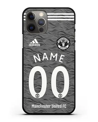 Именной чехол ФК Манчестер Юнайтед с фамилией и номером (сезон 2020-2021) гостевая форма силиконовый для iPhone 12 Pro