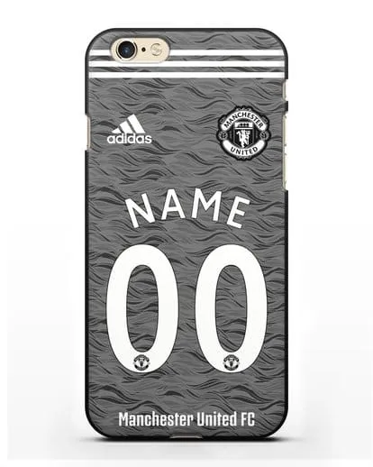 Именной чехол ФК Манчестер Юнайтед с фамилией и номером (сезон 2020-2021) гостевая форма силиконовый для iPhone 6