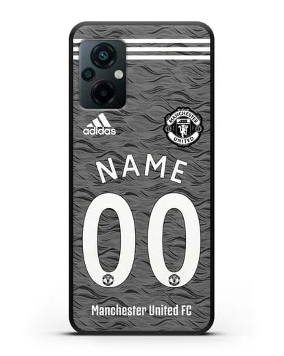 Именной чехол ФК Манчестер Юнайтед с фамилией и номером (сезон 2020-2021) гостевая форма силиконовый для Xiaomi Poco M5