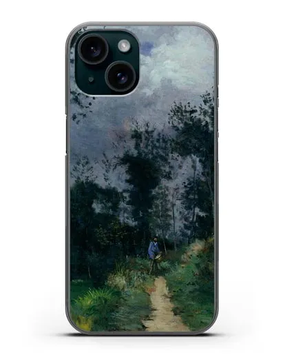 Чехол Сельский гвардеец в лесу Фонтенбло (Сислей Альфред) силиконовый для iPhone 15