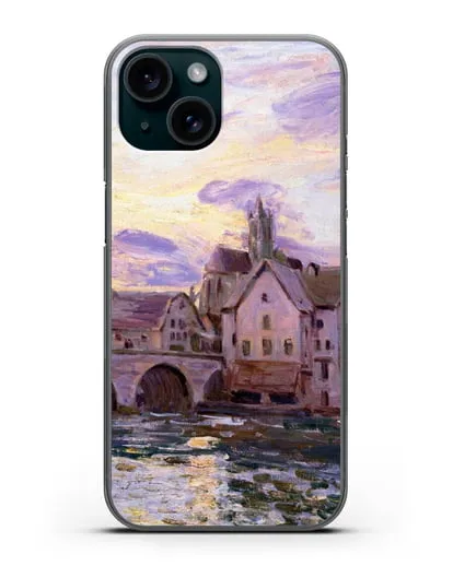Чехол Мост в Морет на закате (Сислей Альфред) силиконовый для iPhone 15