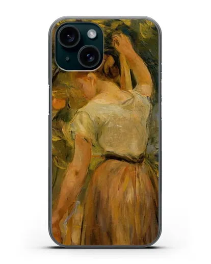 Чехол Молодая женщина собирает апельсины (Моризо Берта) силиконовый для iPhone 15