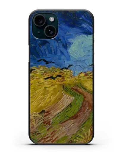 Чехол Вороны на пшеничном поле (Ван Гог Винсент) силиконовый для iPhone 15 Plus