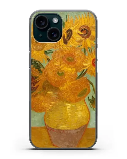 Чехол Подсолнухи (Ван Гог Винсент) силиконовый для iPhone 15