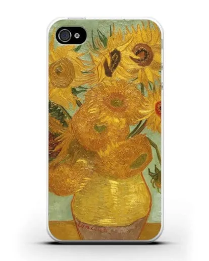 Чехол Подсолнухи (Ван Гог Винсент) силиконовый для iPhone 4/4s