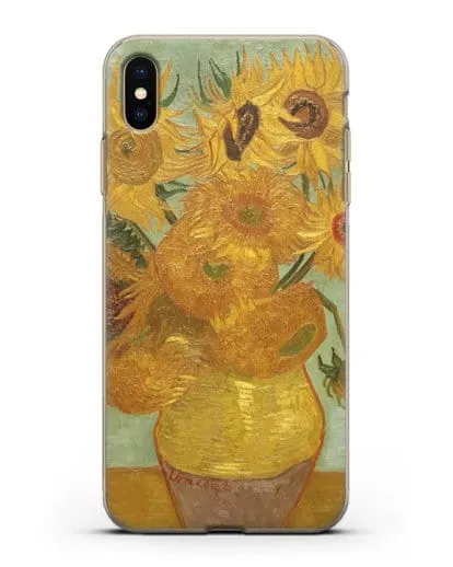 Чехол Подсолнухи (Ван Гог Винсент) силиконовый для iPhone XS Max