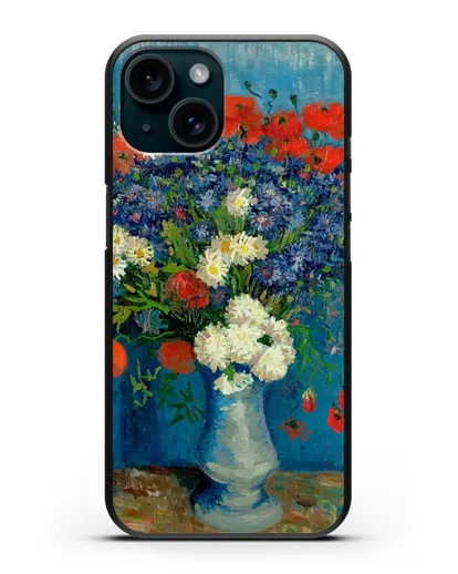 Чехол Ваза с васильками и маками (Ван Гог Винсент) силиконовый для iPhone 15