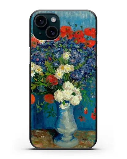 Чехол Ваза с васильками и маками (Ван Гог Винсент) силиконовый для iPhone 15 Plus