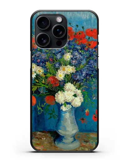 Чехол Ваза с васильками и маками (Ван Гог Винсент) силиконовый для iPhone 15 Pro Max