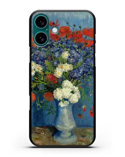 Чехол Ваза с васильками и маками (Ван Гог Винсент) силиконовый для iPhone 16 Plus