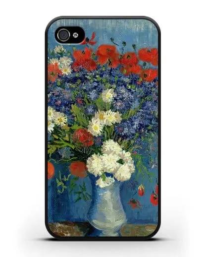Чехол Ваза с васильками и маками (Ван Гог Винсент) силиконовый для iPhone 4/4s