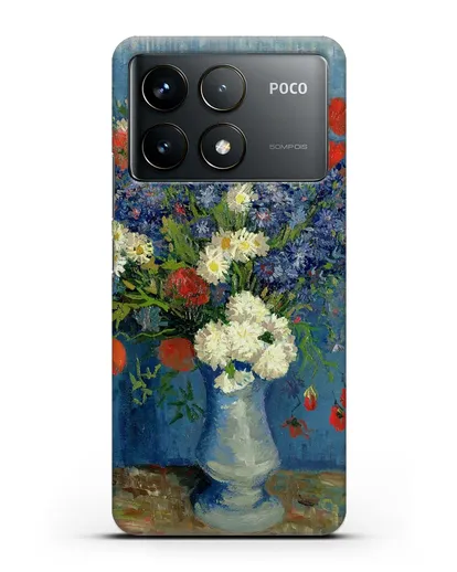 Чехол Ваза с васильками и маками (Ван Гог Винсент) силиконовый для Xiaomi Poco F6 Pro