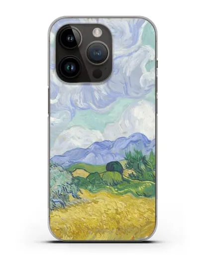 Чехол Пшеничное поле с кипарисами (Ван Гог Винсент) силиконовый для iPhone 14 Pro