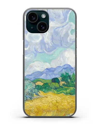 Чехол Пшеничное поле с кипарисами (Ван Гог Винсент) силиконовый для iPhone 15
