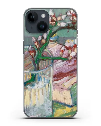 Чехол Ветка цветущего миндаля в стакане и книга (Ван Гог Винсент) силиконовый для iPhone 14