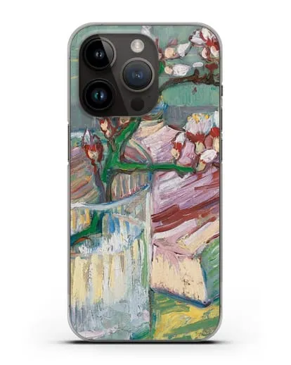 Чехол Ветка цветущего миндаля в стакане и книга (Ван Гог Винсент) силиконовый для iPhone 14 Pro