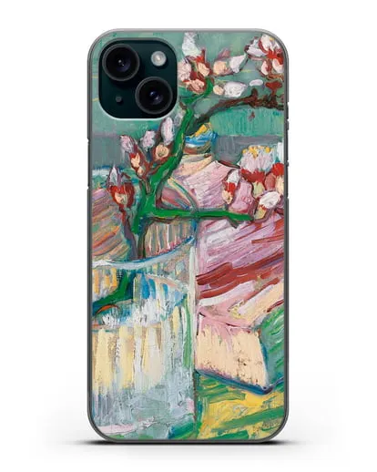 Чехол Ветка цветущего миндаля в стакане и книга (Ван Гог Винсент) силиконовый для iPhone 15 Plus