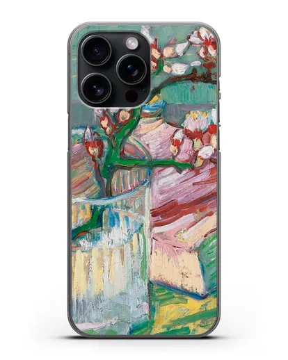 Чехол Ветка цветущего миндаля в стакане и книга (Ван Гог Винсент) силиконовый для iPhone 15 Pro Max