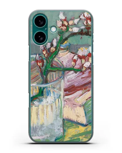 Чехол Ветка цветущего миндаля в стакане и книга (Ван Гог Винсент) силиконовый для iPhone 16 Plus