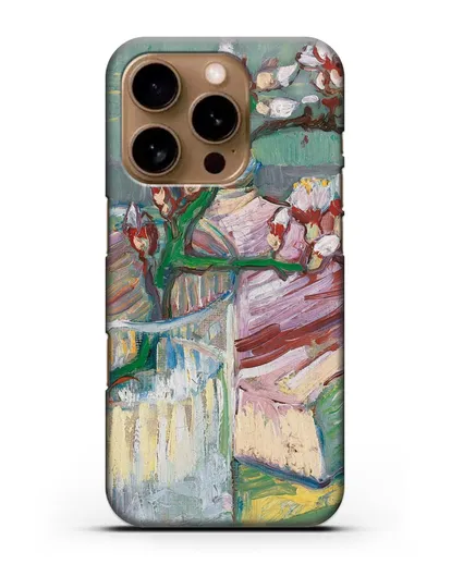 Чехол Ветка цветущего миндаля в стакане и книга (Ван Гог Винсент) силиконовый для iPhone 16 Pro