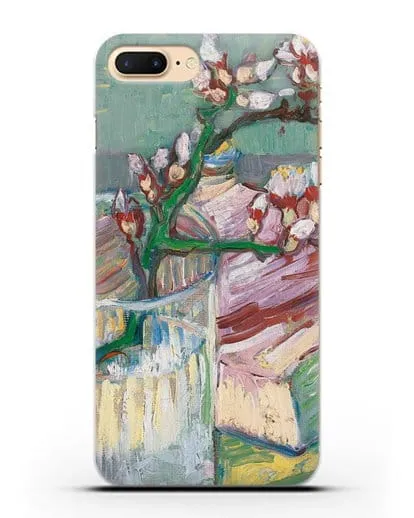 Чехол Ветка цветущего миндаля в стакане и книга (Ван Гог Винсент) силиконовый для iPhone 7 Plus
