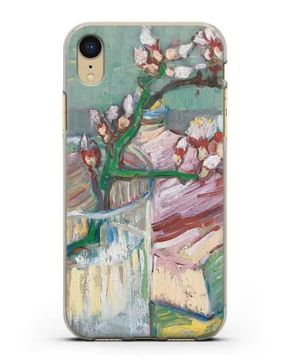 Чехол Ветка цветущего миндаля в стакане и книга (Ван Гог Винсент) силиконовый для iPhone XR