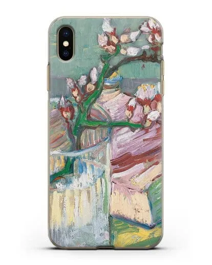 Чехол Ветка цветущего миндаля в стакане и книга (Ван Гог Винсент) силиконовый для iPhone XS Max