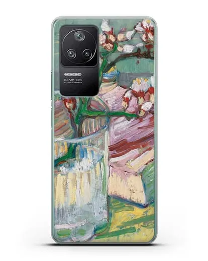 Чехол Ветка цветущего миндаля в стакане и книга (Ван Гог Винсент) силиконовый для Xiaomi Poco F4