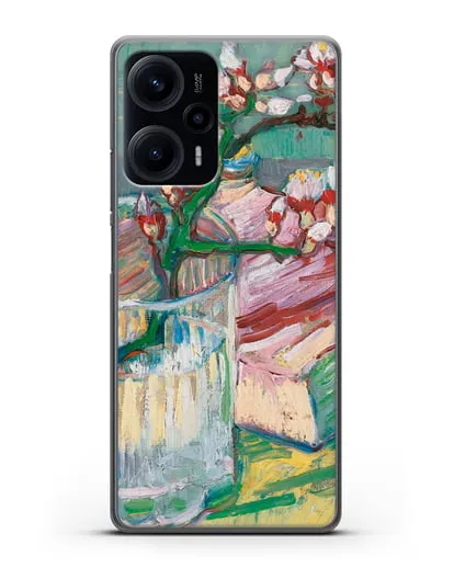 Чехол Ветка цветущего миндаля в стакане и книга (Ван Гог Винсент) силиконовый для Xiaomi Poco F5