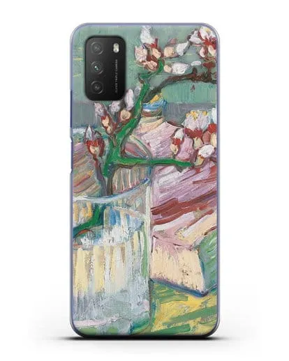 Чехол Ветка цветущего миндаля в стакане и книга (Ван Гог Винсент) силиконовый для Xiaomi Poco M3
