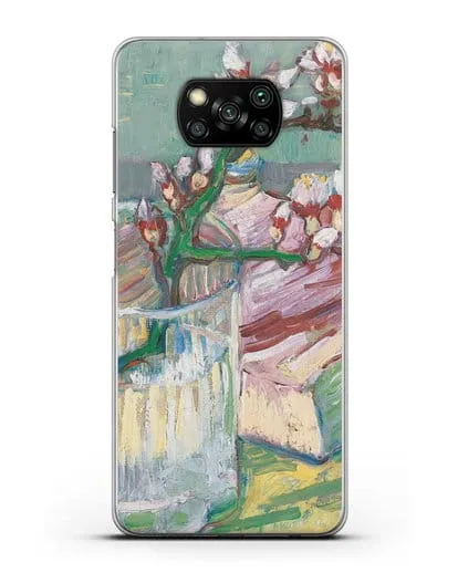 Чехол Ветка цветущего миндаля в стакане и книга (Ван Гог Винсент) силиконовый для Xiaomi Poco X3