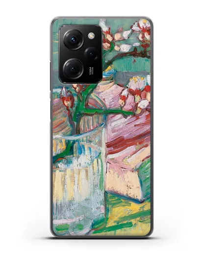 Чехол Ветка цветущего миндаля в стакане и книга (Ван Гог Винсент) силиконовый для Xiaomi Poco X5 Pro