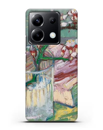 Чехол Ветка цветущего миндаля в стакане и книга (Ван Гог Винсент) силиконовый для Xiaomi Poco X6