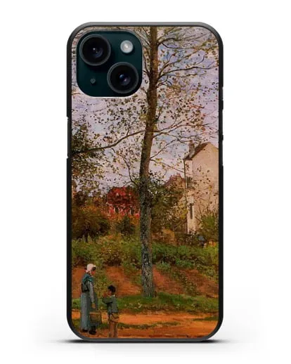 Чехол Пейзаж возле Лувесьен (Писсарро Камиль) силиконовый для iPhone 15