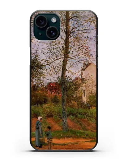 Чехол Пейзаж возле Лувесьен (Писсарро Камиль) силиконовый для iPhone 15 Plus