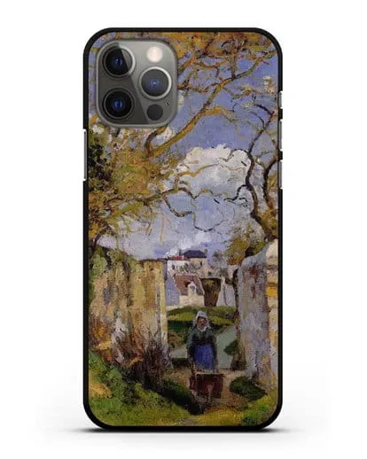 Чехол Крестьянка, толкающая тачку, Дом Рондест, Понтуаз (Писсарро Камиль) силиконовый для iPhone 12 Pro