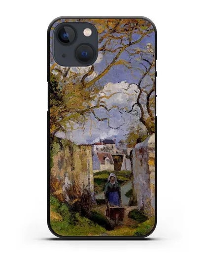 Чехол Крестьянка, толкающая тачку, Дом Рондест, Понтуаз (Писсарро Камиль) силиконовый для iPhone 13