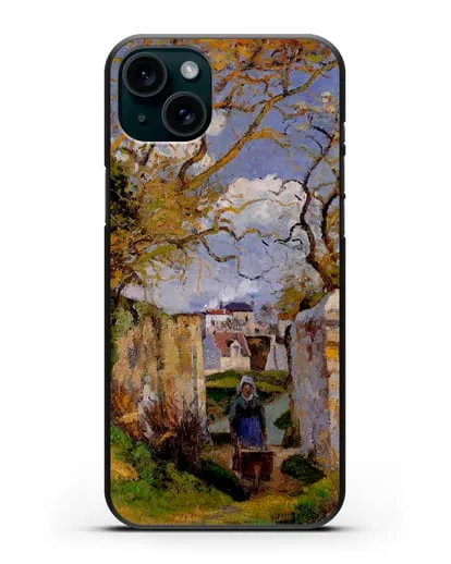 Чехол Крестьянка, толкающая тачку, Дом Рондест, Понтуаз (Писсарро Камиль) силиконовый для iPhone 15 Plus