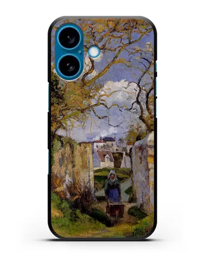 Чехол Крестьянка, толкающая тачку, Дом Рондест, Понтуаз (Писсарро Камиль) силиконовый для iPhone 16