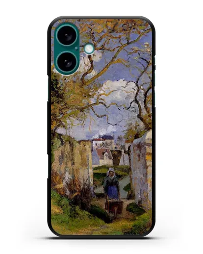 Чехол Крестьянка, толкающая тачку, Дом Рондест, Понтуаз (Писсарро Камиль) силиконовый для iPhone 16 Plus