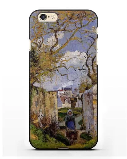 Чехол Крестьянка, толкающая тачку, Дом Рондест, Понтуаз (Писсарро Камиль) силиконовый для iPhone 6