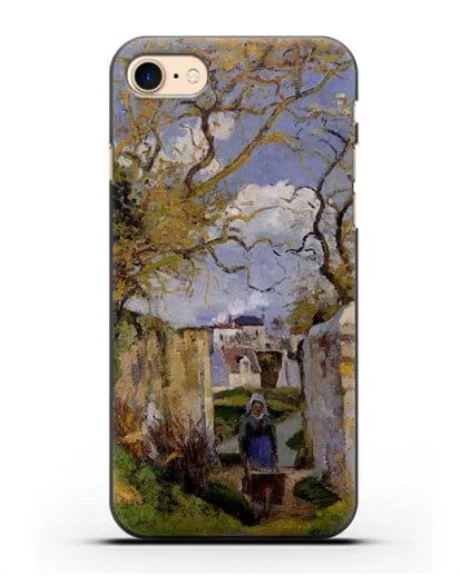 Чехол Крестьянка, толкающая тачку, Дом Рондест, Понтуаз (Писсарро Камиль) силиконовый для iPhone 8