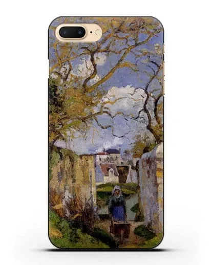 Чехол Крестьянка, толкающая тачку, Дом Рондест, Понтуаз (Писсарро Камиль) силиконовый для iPhone 7 Plus