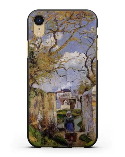 Чехол Крестьянка, толкающая тачку, Дом Рондест, Понтуаз (Писсарро Камиль) силиконовый для iPhone XR