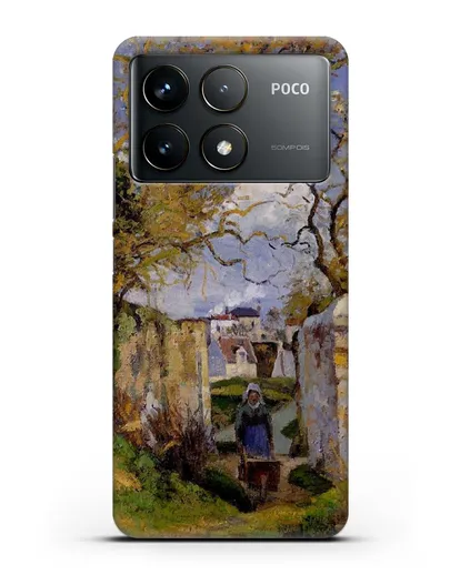 Чехол Крестьянка, толкающая тачку, Дом Рондест, Понтуаз (Писсарро Камиль) силиконовый для Xiaomi Poco F6 Pro